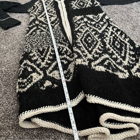 Free People Black White Moon Pattern Cardigan Hooded Sweater Coat Long Jacket M - Picture 8 of 8